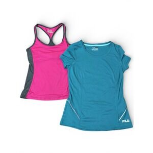 Fila Set of 2 -Womens Athletic Pink/Gray Tank Top and T-Shirt Teal Size XS